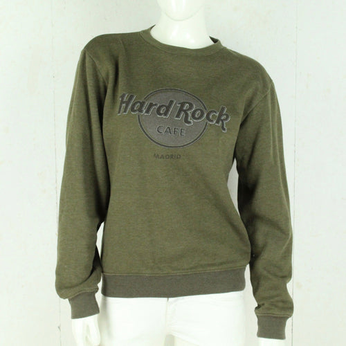 Vintage HARD ROCK CAFE MADRID Sweatshirt Gr. M oliv mit Logo-Print