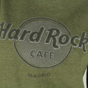 Vintage HARD ROCK CAFE MADRID Sweatshirt Gr. M oliv mit Logo-Print