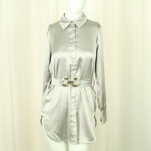 Second Hand Satinkleid Gr. S beige uni Kleid (*)