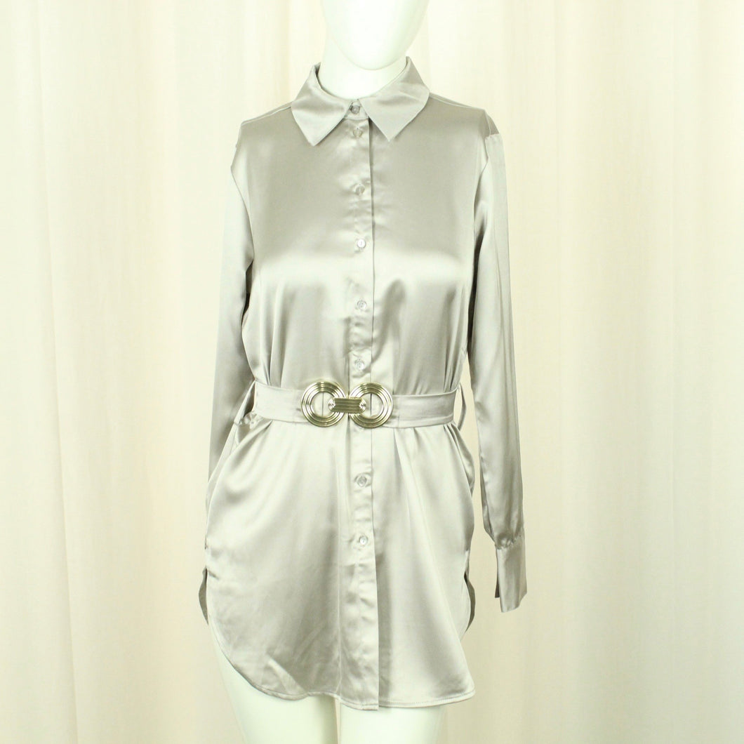 Second Hand Satinkleid Gr. S beige uni Kleid (*)