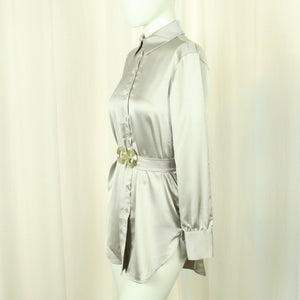 Second Hand Satinkleid Gr. S beige uni Kleid (*)