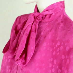 Vintage Bluse Gr. M pink gepunktet Schluppenbluse