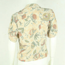 Laden Sie das Bild in den Galerie-Viewer, Vintage Bluse Gr. M beige mehrfarbig geblümt kurzarm