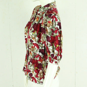Vintage Bluse Gr. M weiß rot geblümt kurzarm