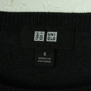 Second Hand UNIQLO Wollpullover Gr. S grau meliert schwarz gestreift Wolle Pullover Strick (*)