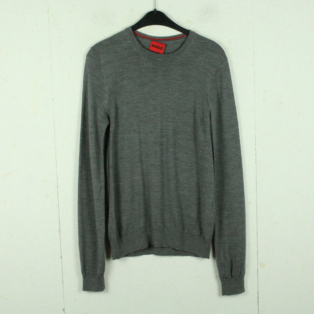 Second Hand HUGO BOSS Wollpullover Gr. S grau meliert Wolle Pullover Strick (*)