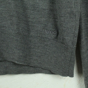 Second Hand HUGO BOSS Wollpullover Gr. S grau meliert Wolle Pullover Strick (*)