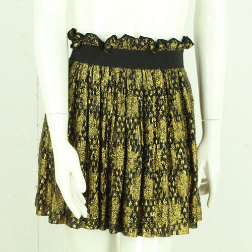 Second Hand GANNI Rock Gr. XS schwarz gold geblümt Minirock (*)