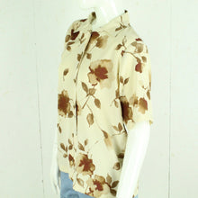 Laden Sie das Bild in den Galerie-Viewer, Vintage Bluse Gr. M beige braun geblümt kurzarm