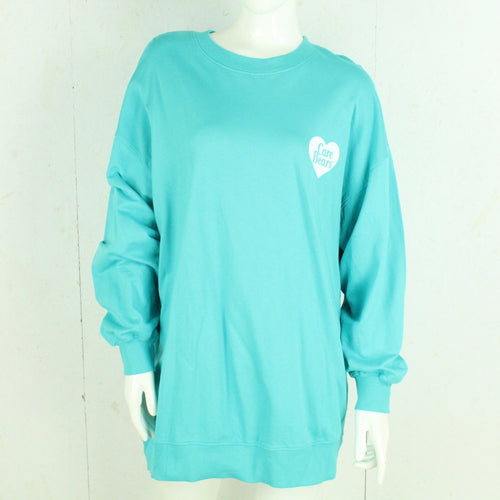 Second Hand ASOS Sweatshirt Gr. 36 blau mit Print und Backprint (*)