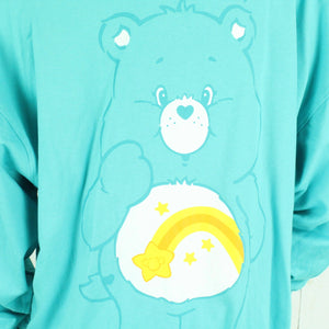 Second Hand ASOS Sweatshirt Gr. 36 blau mit Print und Backprint (*)