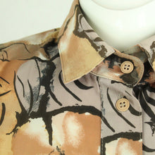 Laden Sie das Bild in den Galerie-Viewer, Vintage Bluse Gr. M braun beige Crazy Pattern kurzarm