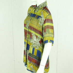 Vintage Bluse Gr. S mehrfarbig Crazy Pattern kurzarm