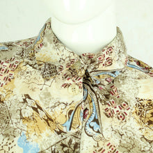 Laden Sie das Bild in den Galerie-Viewer, Vintage Bluse Gr. M beige mehrfarbig gemustert kurzarm
