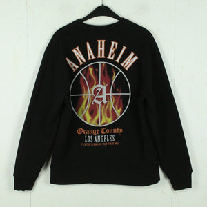 Second Hand TOPMAN Sweatshirt Gr. S schwarz mit Print und Backprint (*)