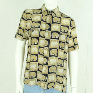 Vintage Bluse mit Seide Gr. S mehrfarbig gemustert kurzarm