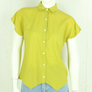 Vintage Bluse Gr. S gelb mit Print kurzarm