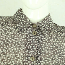 Laden Sie das Bild in den Galerie-Viewer, Vintage Bluse Gr. S braun weiß geblümt kurzarm