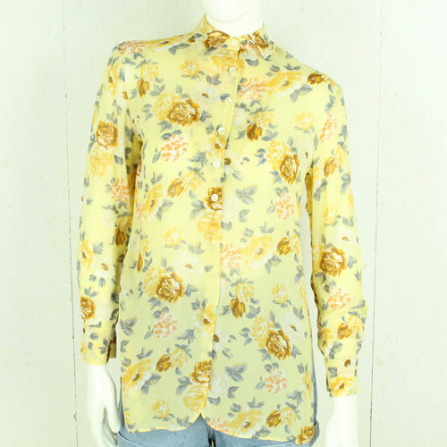 Vintage Bluse Gr. S gelb mehrfarbig geblümt