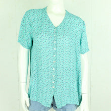 Laden Sie das Bild in den Galerie-Viewer, Vintage Bluse Gr. M türkis mehrfarbig geblümt