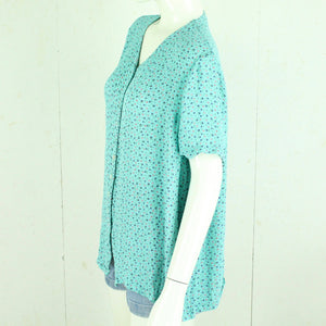 Vintage Bluse Gr. M türkis mehrfarbig geblümt