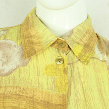 Laden Sie das Bild in den Galerie-Viewer, Vintage Bluse Gr. M gelb beige gemustert kurzarm