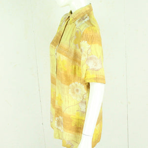 Vintage Bluse Gr. M gelb beige gemustert kurzarm