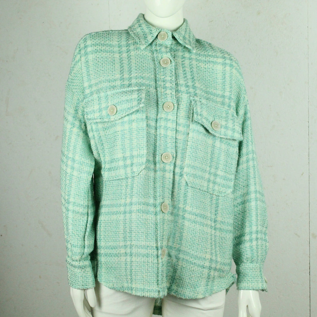 Second Hand STRADIVARIUS Hemdjacke Gr. S grün weiß kariert Jacke (*)