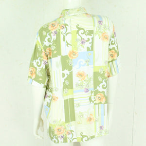 Vintage Bluse Gr. M weiß mehrfarbig gemustert kurzarm