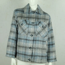 Laden Sie das Bild in den Galerie-Viewer, Second Hand TOPSHOP Hemdjacke mit Wolle Gr. 36/38 grau blau kariert Jacke (*)