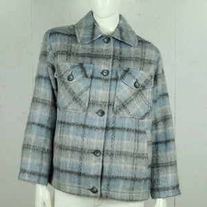 Second Hand TOPSHOP Hemdjacke mit Wolle Gr. 36/38 grau blau kariert Jacke (*)