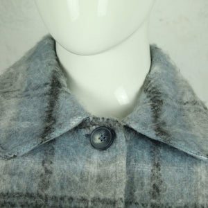 Second Hand TOPSHOP Hemdjacke mit Wolle Gr. 36/38 grau blau kariert Jacke (*)