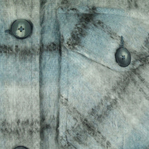 Second Hand TOPSHOP Hemdjacke mit Wolle Gr. 36/38 grau blau kariert Jacke (*)