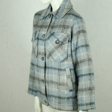 Laden Sie das Bild in den Galerie-Viewer, Second Hand TOPSHOP Hemdjacke mit Wolle Gr. 36/38 grau blau kariert Jacke (*)
