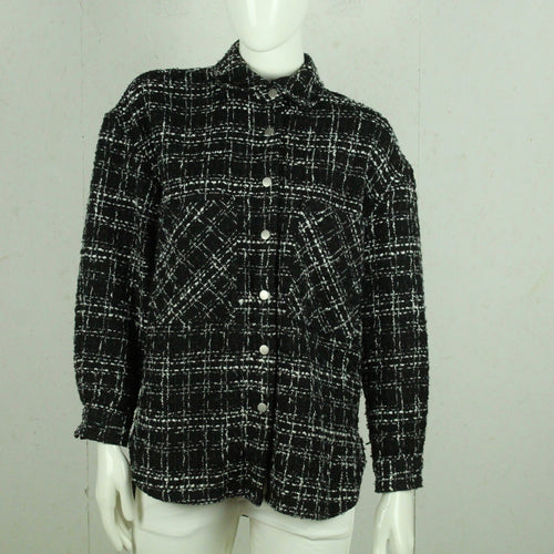 Second Hand ONLY Hemdjacke Gr. M schwarz weiß gemustert Glitzer Jacke (*)