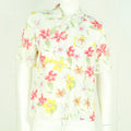 Vintage Bluse Gr. S weiß mehrfarbig geblümt kurzarm