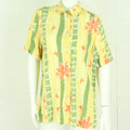 Vintage Bluse Gr. M gelb mehrfarbig gemustert kurzarm