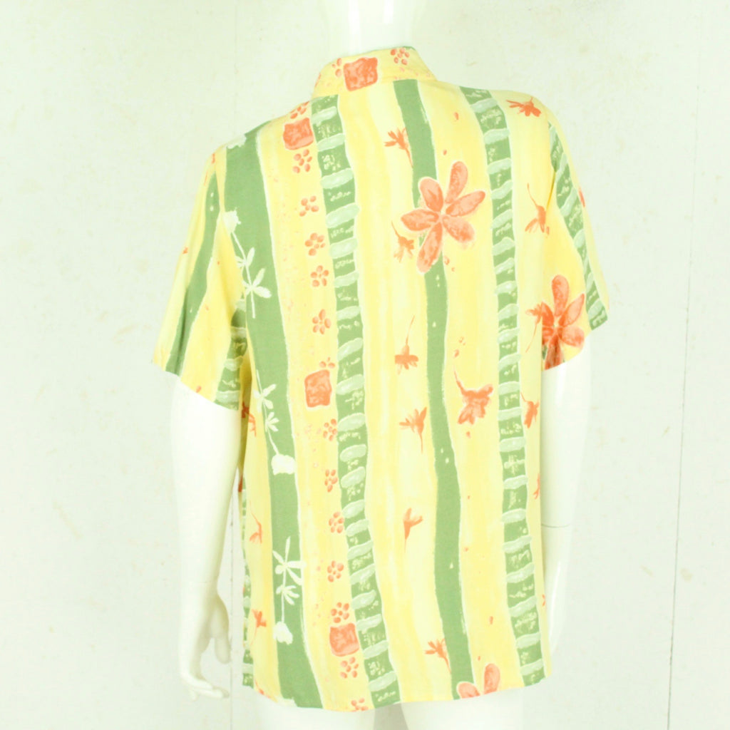 Vintage Bluse Gr. M gelb mehrfarbig gemustert kurzarm