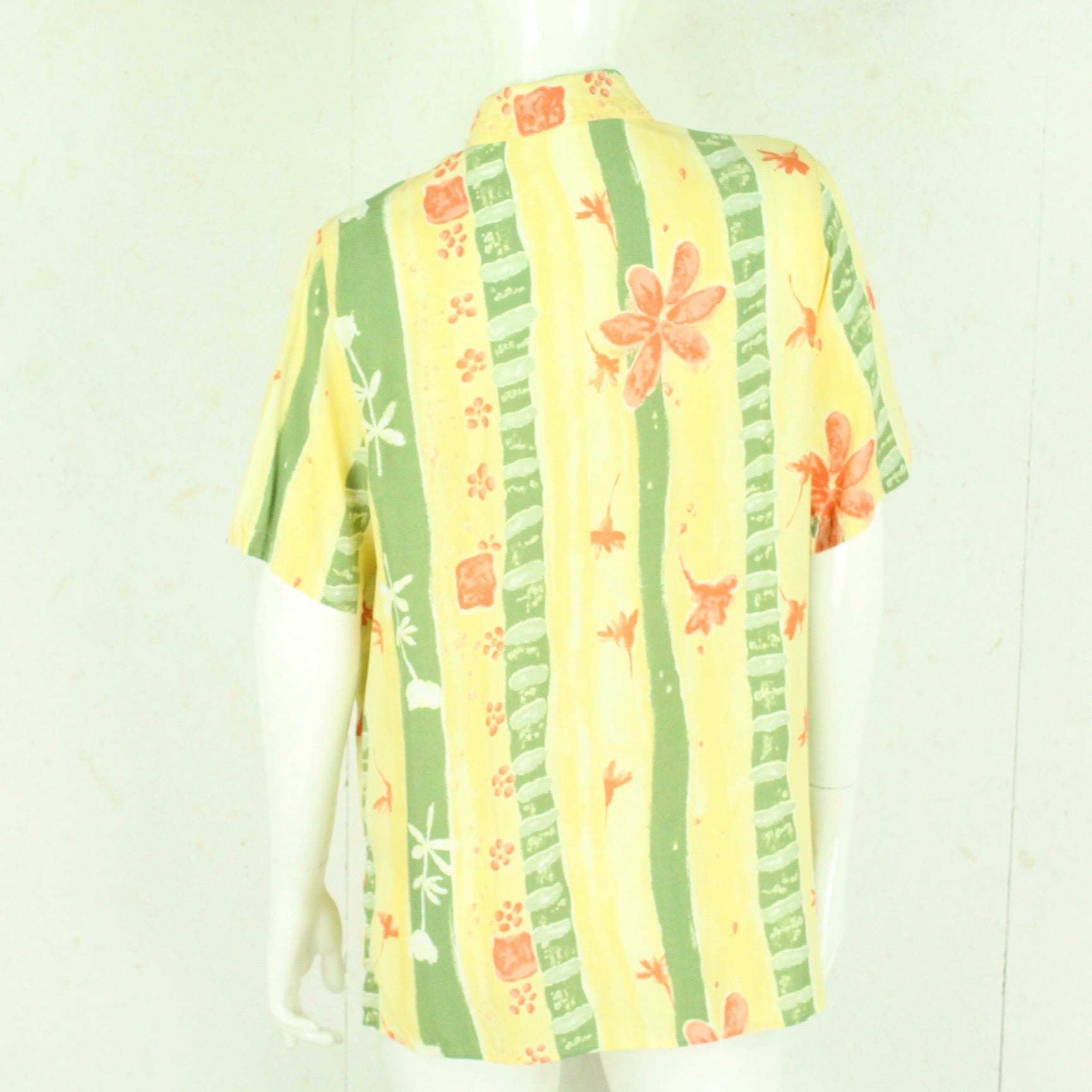 Vintage Bluse Gr. M gelb mehrfarbig gemustert kurzarm