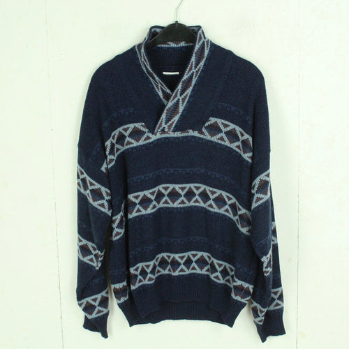 Vintage Pullover Gr. M blau mehrfarbig Crazy Pattern Strick