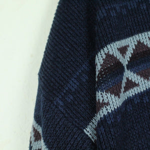 Vintage Pullover Gr. M blau mehrfarbig Crazy Pattern Strick