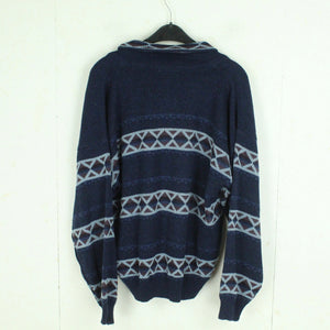 Vintage Pullover Gr. M blau mehrfarbig Crazy Pattern Strick