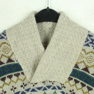 Vintage Pullover mit Wolle Gr. M beige bunt Crazy Pattern Strick