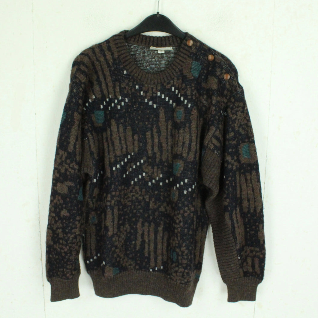 Vintage Pullover Mit Wolle Gr. S braun mehrfarbig Crazy Pattern Strick
