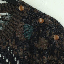 Laden Sie das Bild in den Galerie-Viewer, Vintage Pullover mit Wolle Gr. S braun mehrfarbig Crazy Pattern Strick