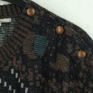 Vintage Pullover mit Wolle Gr. S braun mehrfarbig Crazy Pattern Strick