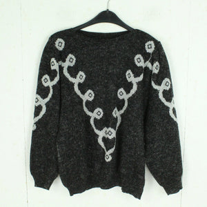 Vintage Pullover Gr. M dunkelgrau Crazy Pattern Strick