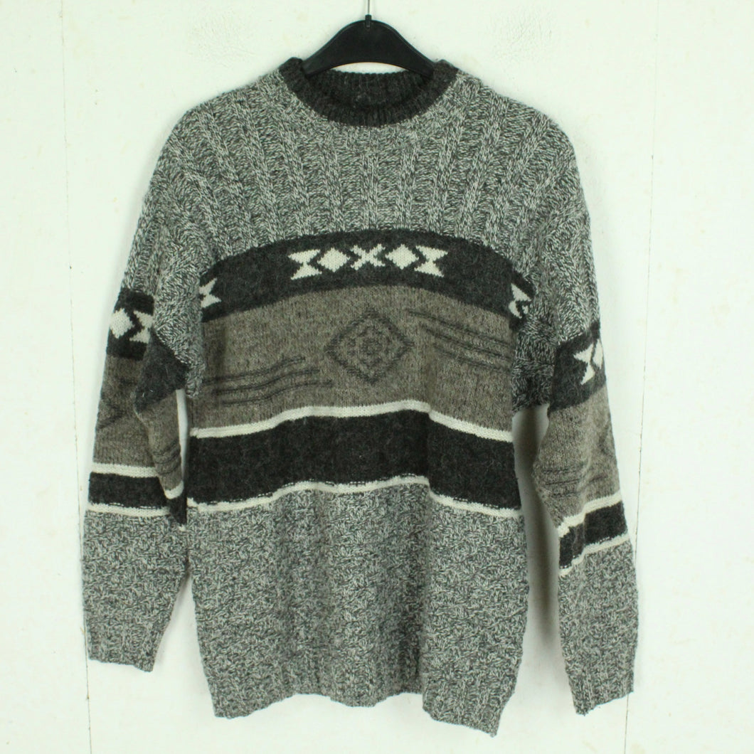 Vintage Pullover Gr. S grau mehrfarbig Crazy Pattern Strick