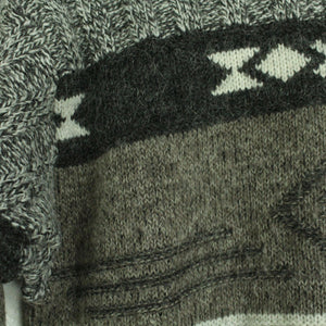 Vintage Pullover Gr. S grau mehrfarbig Crazy Pattern Strick
