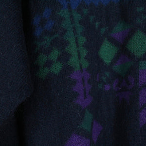 Vintage Pullover mit Wolle Gr. S blau mehrfarbig Crazy Pattern Strick